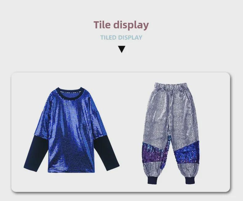 Детские танцевальные костюмы в стиле хип-хоп: Крутые сценические наряды с пайетками для мальчиков и девочек