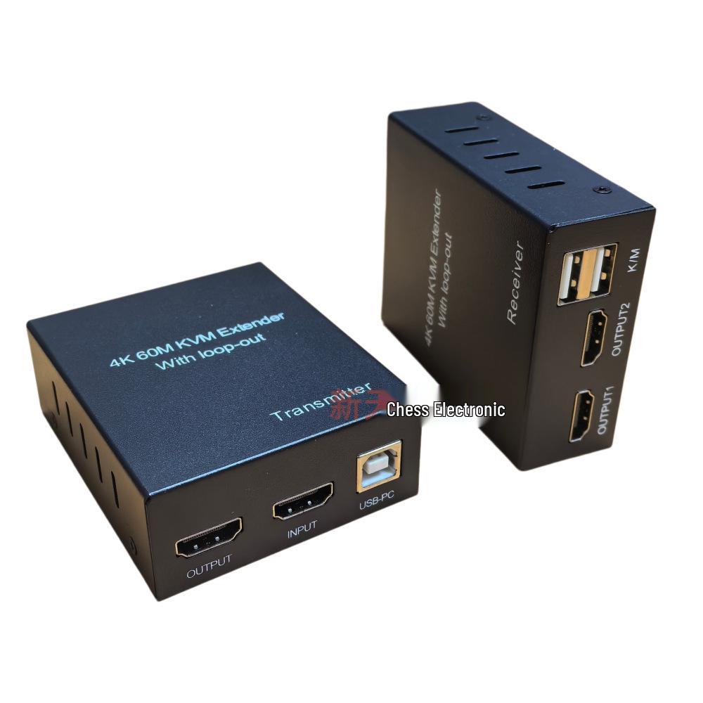 4K 60 Гц HDMI KVM-удлинитель с USB-мышью и рекордером, сетевой кабель-передатчик