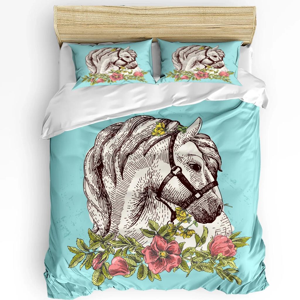 Лес Мультфильм Животные Мир Лиса Кролик Сова Комплект постельного белья 3 шт. Пододеяльник Наволочка Одеяло Покрывало Двуспальная кровать Домашний текстиль