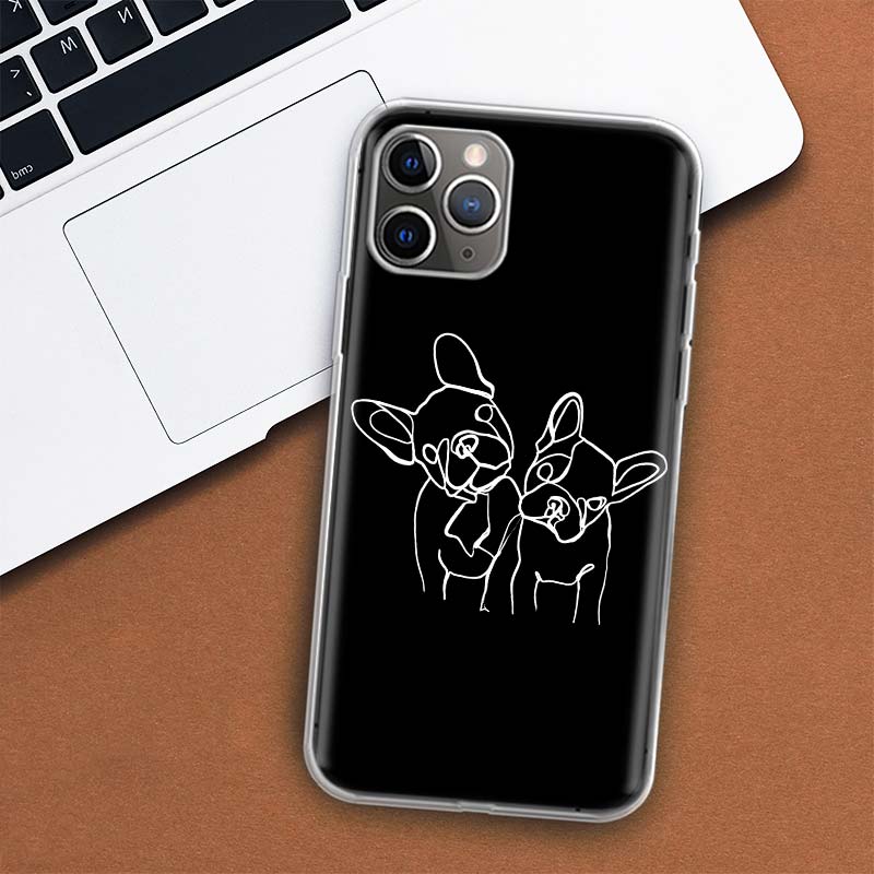 Черно-белый чехол для телефона «Французский бульдог» для Apple iPhone 11 12 13 15 Ultra 14 Pro 7 XR X XS Max 6S 8 Plus + Mini SE, мягкий принт