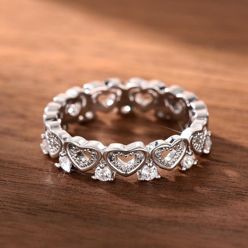 CAOSHI Sweet Romantic Rings for Women Hollow Out Heart Shaped Design Engagement Ceremony Accessories Versatile Finger Jewelry