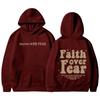FAITH OVER FEAR Fashionable and Casual Back-collar Plus Velvet Hooded Loose Sweatshirt for Female Students European Goods