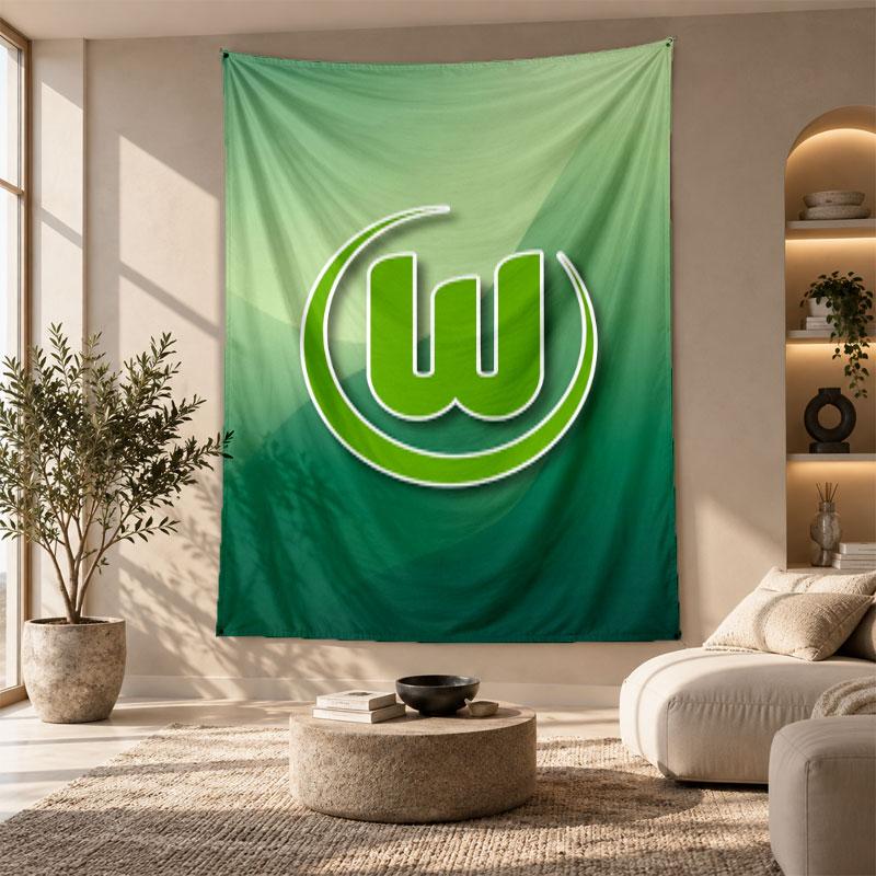 Decorative Tapestry,VfL Wolfsburg FC Printed Wall Art, Lightweight Wall Hanging For Bedroom Background