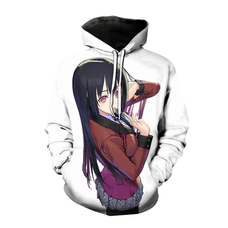 Kakegurui толстовки с 3D принтом аниме для мужчин и женщин, повседневная модная толстовка, толстовка большого размера, Harajuku, модные пуловеры с капюшоном