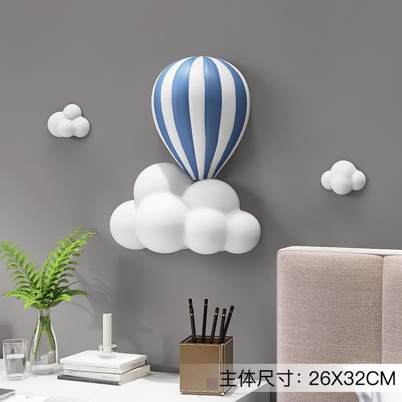 3D Hot Air Balloon Statue Home Wall Decoration White Cloud Resin Sculpture Living Room Bedroom Interior Wall Hanging Decor