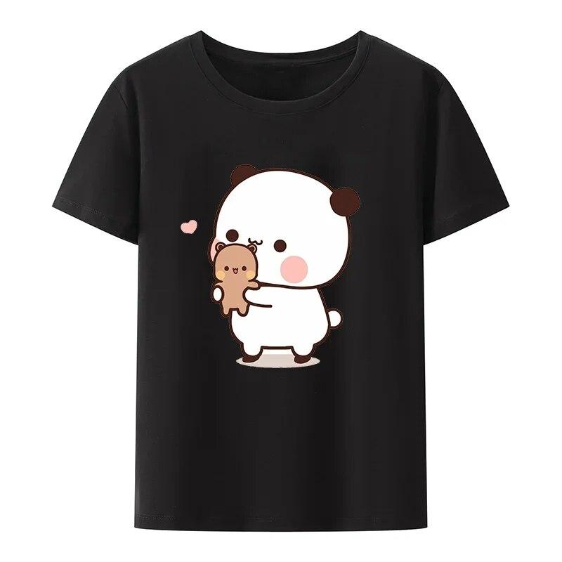 Милый Бубу бросает шлепанцы в Дуду, так как он дразнит Бубу Футболки с медведем Футболка Kawaii WoУнисекс Одежда Топы унисекс Футболки с рисунком