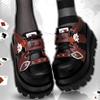Street Style Girls Lolita Gothic Platform Shoes,Female Poker Joker Clown Decoration Elevator Shoes Halloween Gift