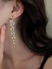 2pcs Fashionable and High-end Long Tassel Full Diamond Leaf Earrings for Women's Banquet Dress Accessories
