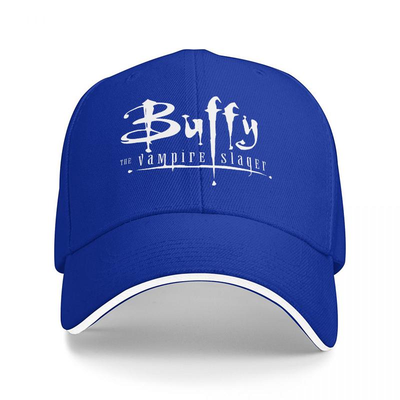 Buffy the Vampire Slayer Logo Baseball Cap Black with White Trim Classic Adjustable Hat for Fans of the Iconic TV Series