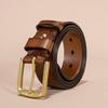 Ремень из натуральной кожи первого слоя, мужской, ретро, с пряжкой, повседневный, универсальный, мужской, первого слоя, из коровьей кожи