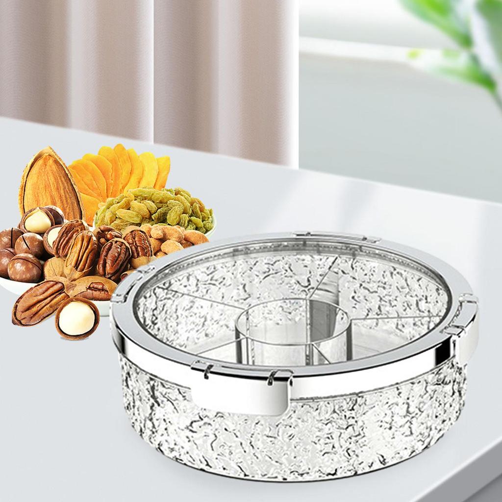 Snack Tray Candy Bowl Veggie Tray Food Storage Container Box Divided Serving Tray with Lid for Candy Cookies Fruits Nuts Dessert