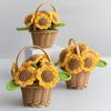 Crochet Flower Cute Finished Woven Sunflowers Potted Hand-knitted Sunflowers Table Home Decor Wedding Ornament Friends Gift