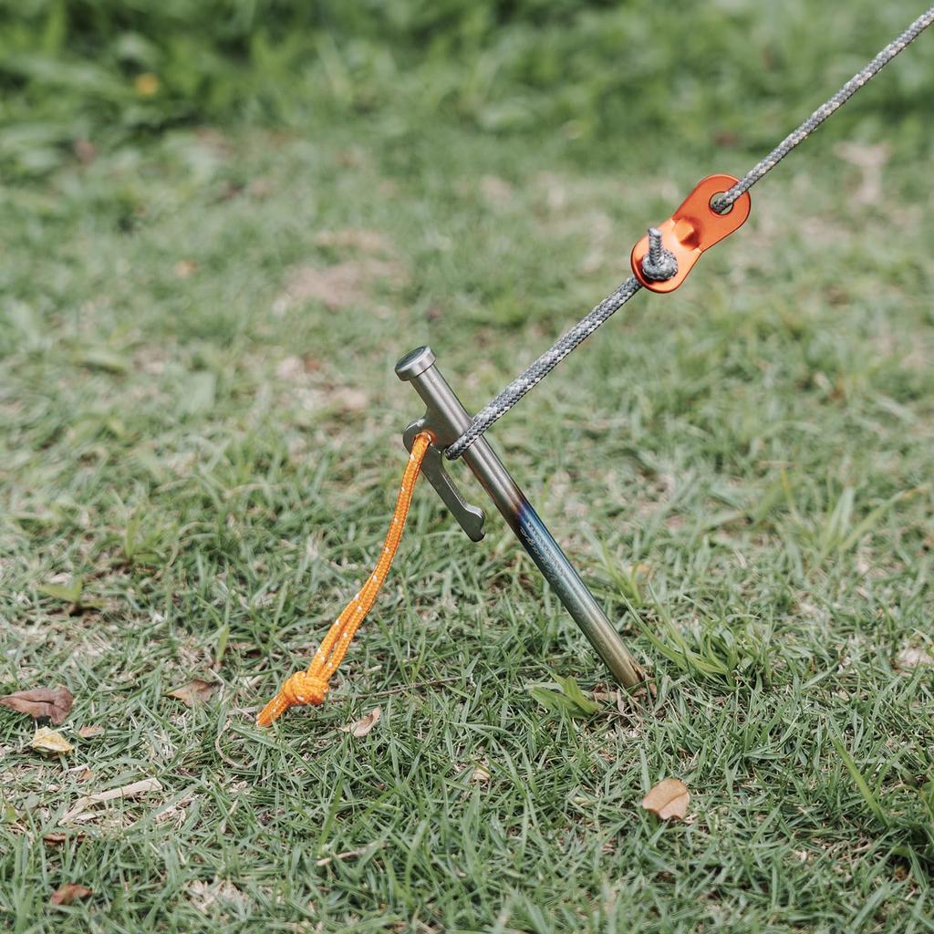 Boundless Voyage Titanium Peg Solid Stake Burnt Color Tough Reflective Rope Peg Made of Titanium High Strength Corrosion Resistant Lightweight Peg