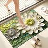 3D Floral Floor Mat Absorbent Diatomaceous Mud Rug Non-Slip Bathroom Entrance Carpet Quick Drying Mat for Living Room Kitchen