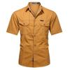 Yellow Military Shirt with Mesh Short and Casual Fit for Hiking and Fishing Sizes FUN133 Men's Lining, Sleeve, Breathable, Quick-Drying, (Plus