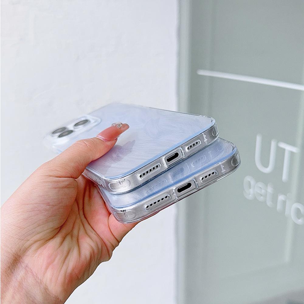 Чехол с прозрачной рамкой для Samsung S25 S24 Ultra A23 A55 A05s S21 FE iPhone 16 13 Pro Max Xiaomi Redmi Note 13 с текстурой перьев из шифона и серебряным покрытием