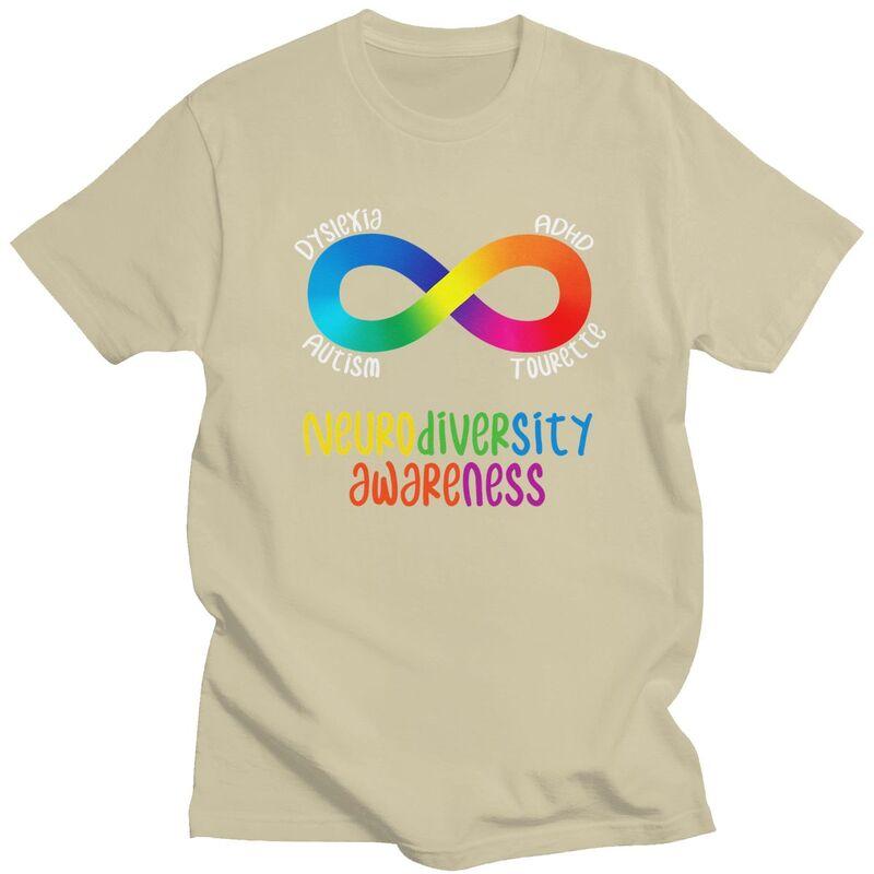 Male Neurodiversity Awareness ADHD Autism Dyslexia Tourette T Shirts Short Sleeve Cotton TShirt Casual Loose Oversized Clothes