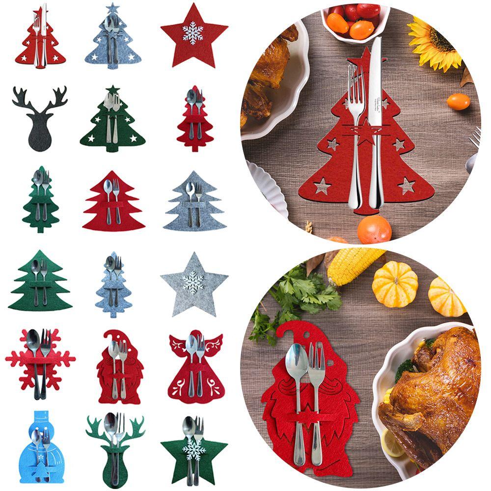 Supplies Santa Claus Snowflake Cutlery Pocket Table Decorations Christmas Knife Fork Holder Tableware Organizer Cutlery Bag