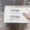Pure Hand-made Phototherapy Wear Armor, Ice-transparent Blue Diamond Cat's Eye Reusable Nail Art Patch