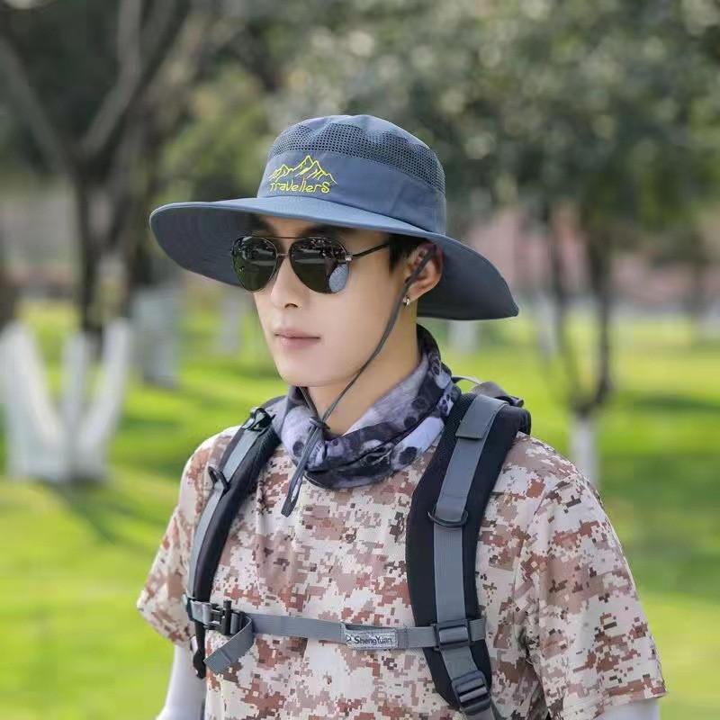 Men's Summer Outdoor Riding Fishing Leisure Benny Hat Mountaineering Sun Protection Breathable Large Eaves Fisherman's Cap