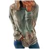 Women's Round Neck Tops Cotton Women's Casual Fashion Print  Long Sleeve O-Neck Pullover Top Blouse