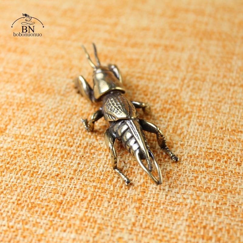 Антикварные фигурки насекомых, миниатюры, чай, украшение для домашних животных, чистая медь, полевая статуя крикета, украшение для рабочего стола, коллекция, ремесла, декор