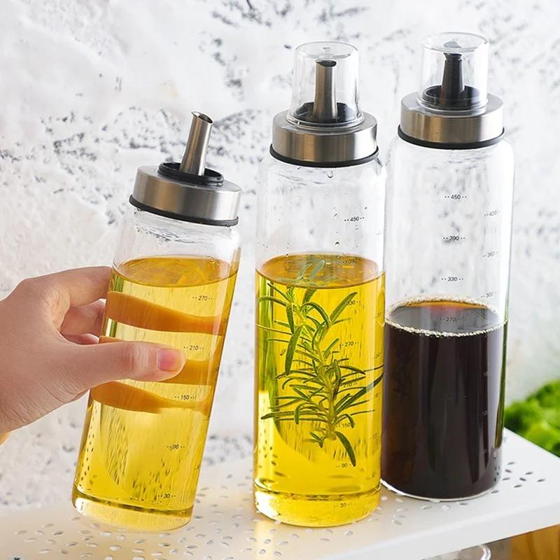 Durable High Borosilicate Glass Oil Bottle Leak-Proof Seasoning Storage Pot Soy Sauce Jar Vinegar Bottle Kitchen Gadget