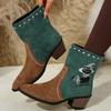 Fashion Women Ankle Boots Chunky Fashion Pointed Toe Suede Shoes Woman 2024 Trend New Mid Heels Shoes Designer Snow Short Botas Mujer