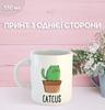 Кружка Кот кактус с принтом керамическая чашка уникальная яркая Catcus 330 мл