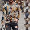 Men's T Shirt Graphic Abstract Neck Clothing Apparel Outdoor Long Sleeve Print Fashion Designer Vintage