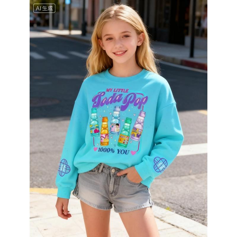 KPop Охотники на демонов Осень Зима Мода для девочек Повседневная с круглым вырезом С принтом На каждый день С длинным рукавом Удобная Свободная футболка