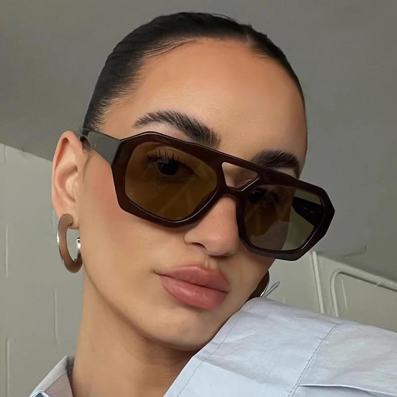 Модные женские солнцезащитные очки в стиле ретро с двойными перемычками, коричневые градиентные очки, большая оправа, модные роскошные дизайнерские солнцезащитные очки для мужчин, оттенки UV400