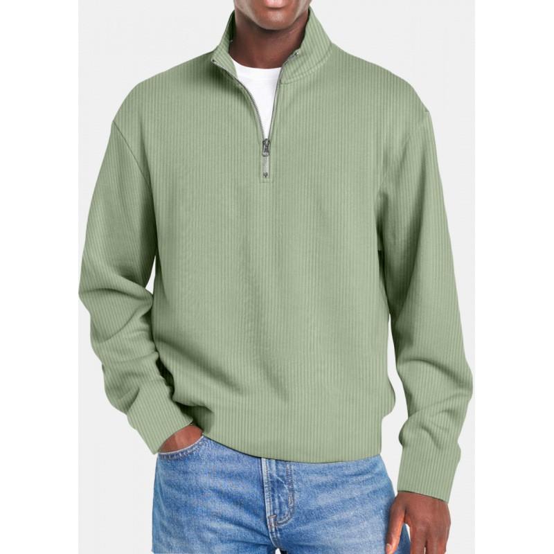 Mens Long Sleeve Zipper Polo Shirt Slim Fit Casual Sportswear Fashion Top