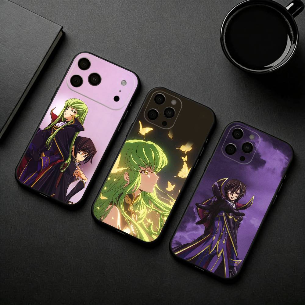 Японское аниме C-Code G-Geass Чехол для телефона для iPhone 17pro,16,15,14,13,12,11 Plus,Pro Max,XS,Мягкий силиконовый черный чехол
