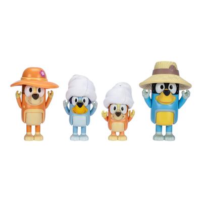 Набор из 4 фигурок Bluey Семейный отпуск 6,3 см Подвижные фигурки Блуи, Бинго, Бандита и Чили