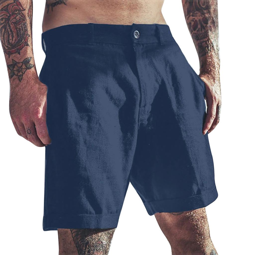 Мужские повседневные шорты из хлопка и льна Мужские шорты для активного отдыха со средней посадкой