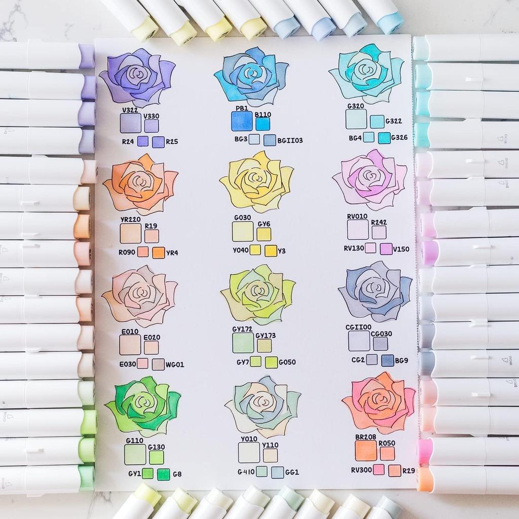 Ohuhu Marker Brush 96 Light Professional Includes 1 Blender Honolulu B Series Pens, Type, Shades, Pastel/Illustration Markers, Brush/Fine Tip, Pen,