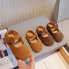 Туфли Мэри Джейн для девочек с круглым носком, нескользящие, кожаные, на плоской подошве, модные, осенние, однотонные, на липучках, для малышей