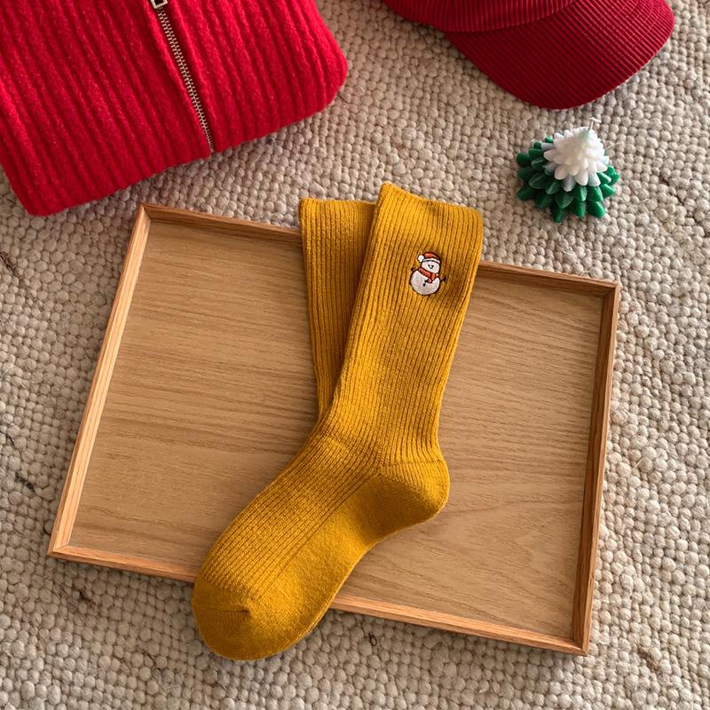 5 пар новых осенне-зимних рождественских носков-труб с вышивкой