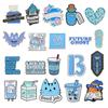 Character Unique Cartoon Brooch Set Playful Blue Enamel Metal Pins Assorted Styles For Unisex Accessories Fashion