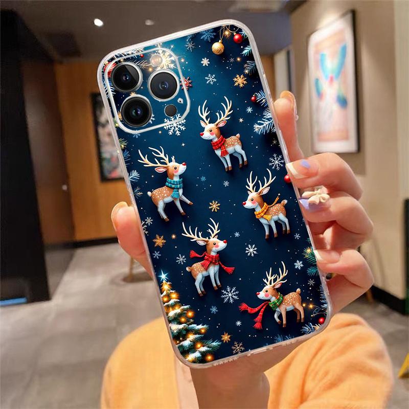 Рождественский Арт Чехол для телефона Для iphone 17 Pro Max 17 Air 16 15 14 13 Pro Max 15 16 Pro 15Plus Рождественский Арт