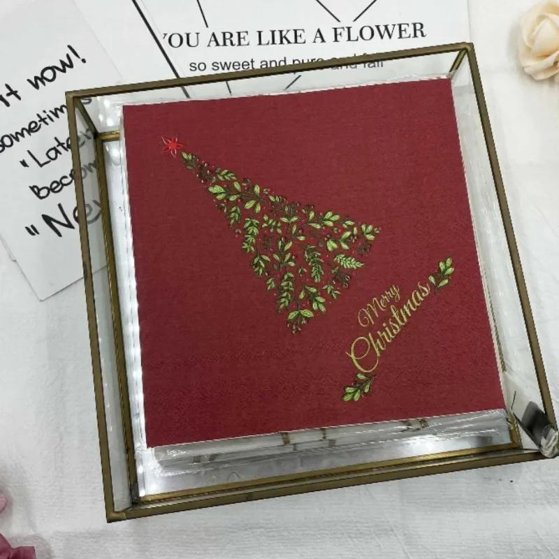 20 шт./упак. 33*33 см 2-слойные одноразовые салфетки для вечеринок с рождественским узором