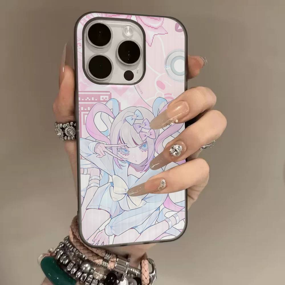 Чехол-коробка с гофрированным узором N-Needy Girl Overdose Game для IPhone 16E SE4 12 17 16 15 14 13 11 Pro Max Полосатый чехол