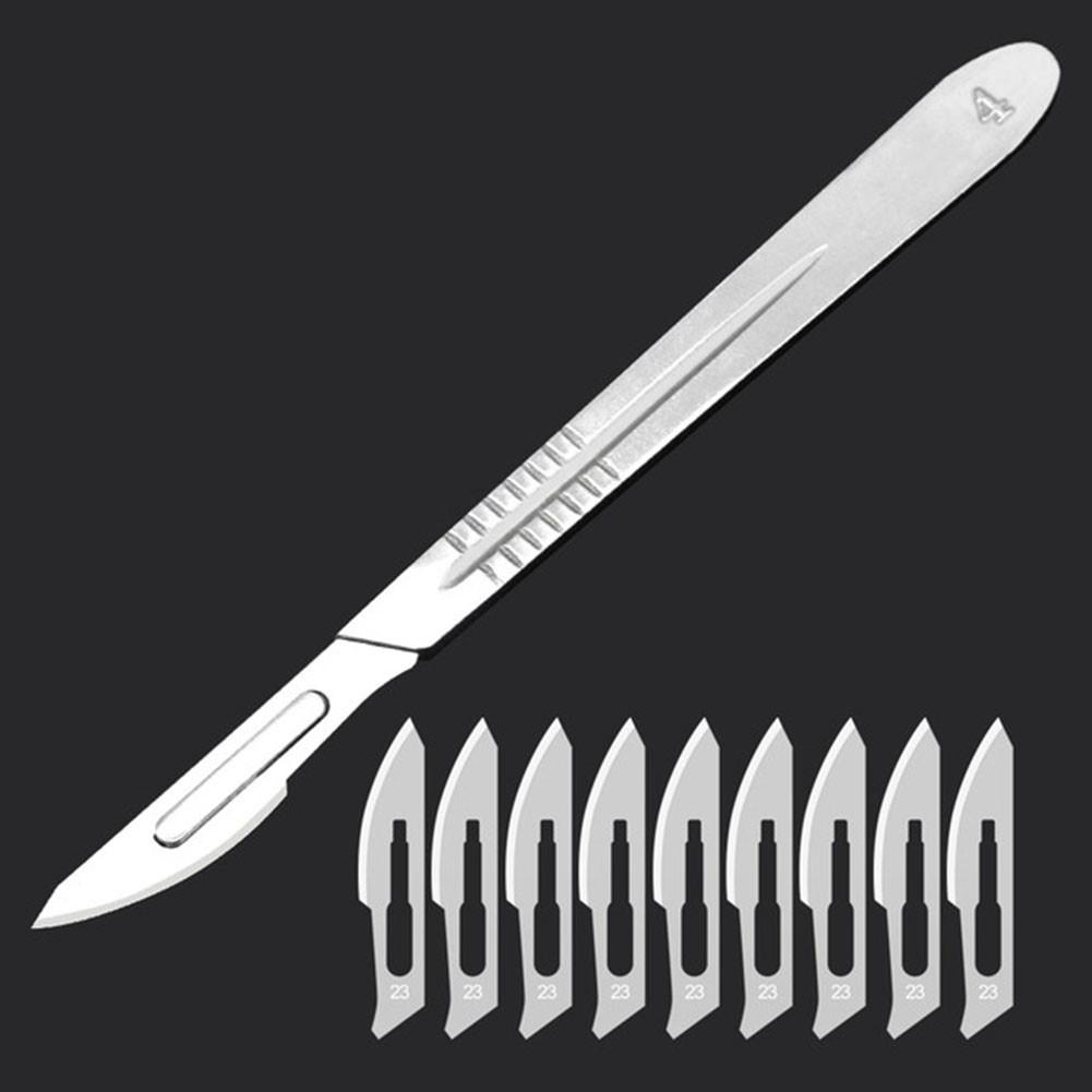 Нержавеющая сталь 1 ручка скальпеля 10 лезвий скальпеля стерильные