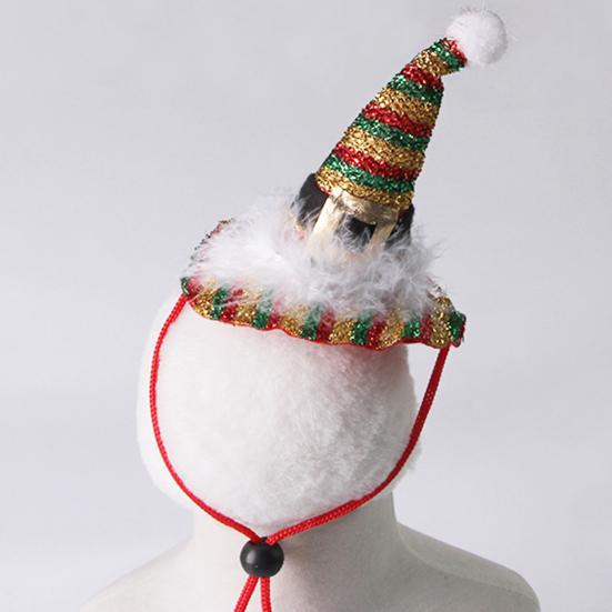 Кошачья рождественская шляпа Питомец Блестящая золотая рождественская шляпа Шляпа для щенка с перьями для кошек и маленьких собак Реквизит для фото Праздничный наряд