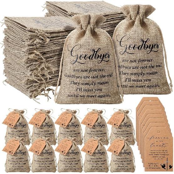 Tanlade 50 Наборов Подарков на Поминки Навсегда в Наших Сердцах Органайзер для Пакетиков с Семенами Подарочный Мешочек из Мешковины с Молитвенными Метками и Шпагатом для Празднования