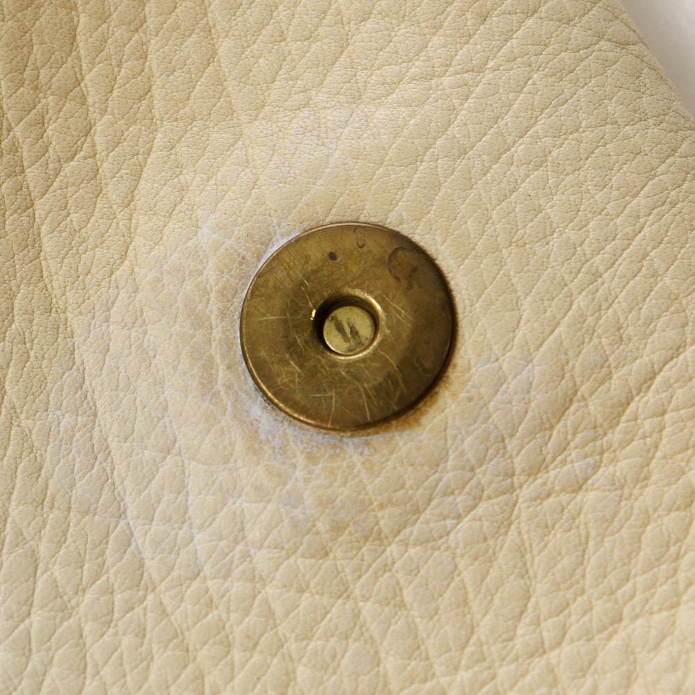 Celine Mini Boston Bag Tote Bag Triomphe Off White Leather Women Used