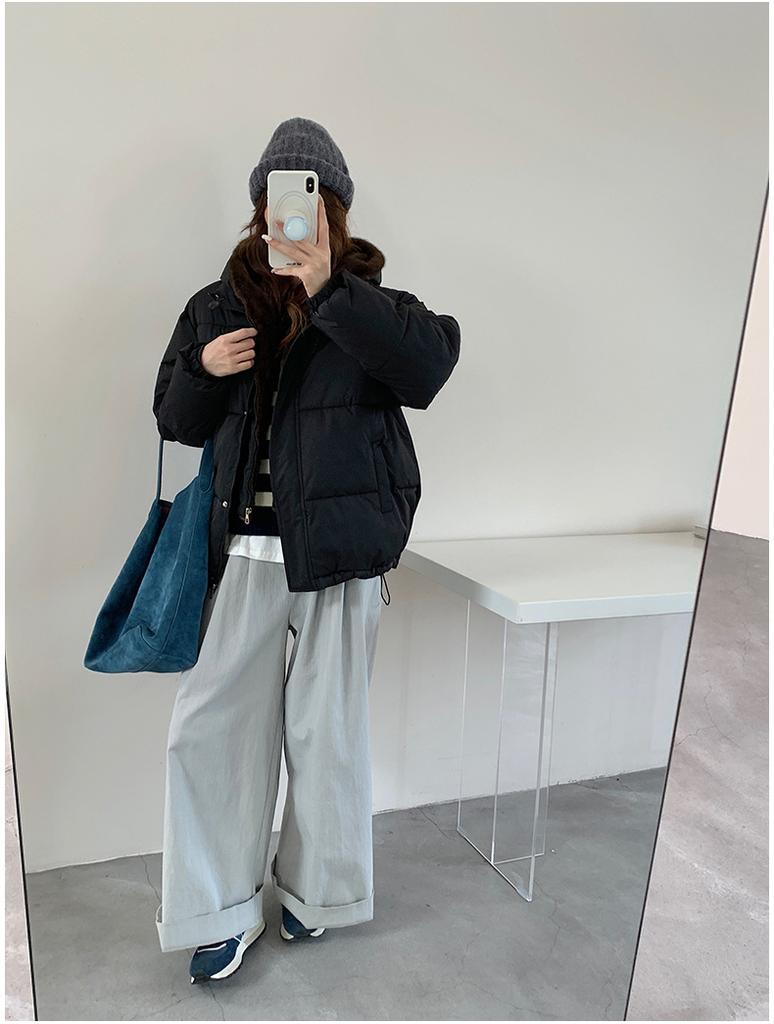 Fake Two-piece Stitching Puffer Jacket Women's Loose Thickened Warm Cotton-padded Coat With Fur Lining