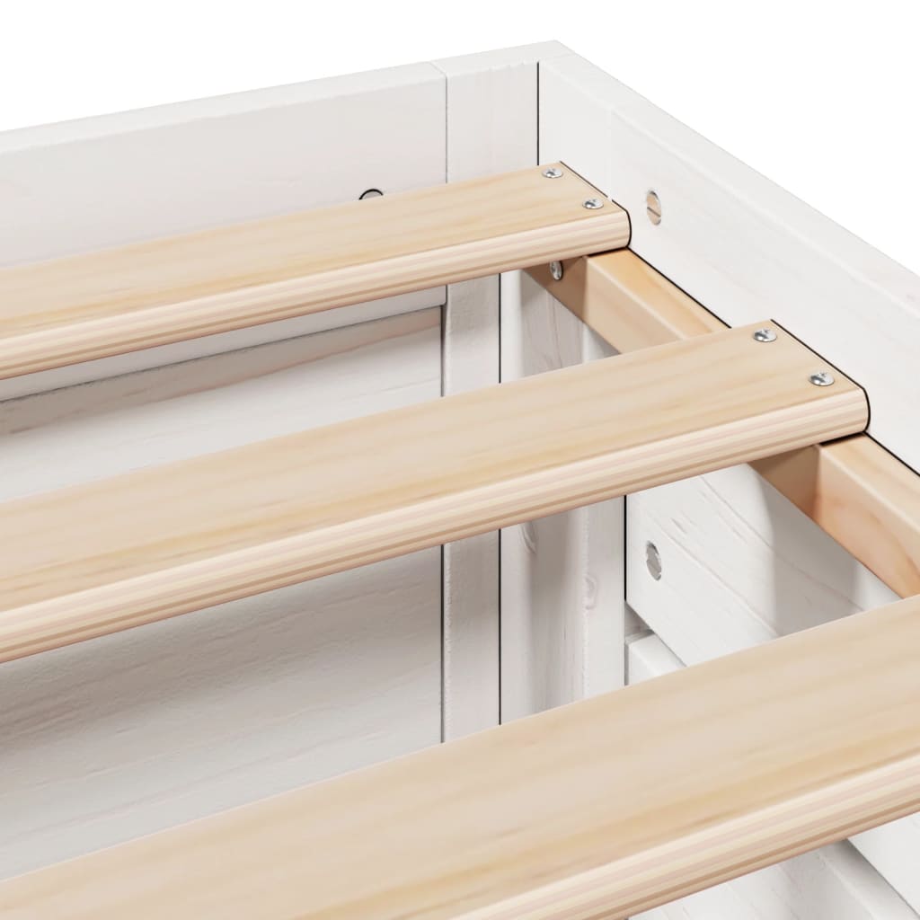 Solid Wood Bed without Mattress with Drawers White 150 x 200 cm