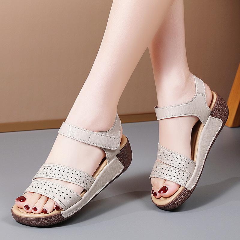 Нет. Кожаные большие сандалии для женщин, модные сандалии на толстой подошве с нескользящей подошвой для женщин